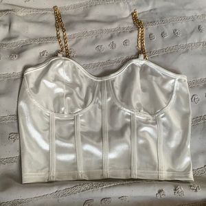 white and gold crop top